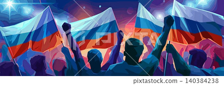 Russia football banner. Russia national soccer or football background, wallpaper, background, poster. Fans of the national team. Russia football banner. Russia national soccer or football background, wallpaper, background, poster. Fans of the national team. 140384238