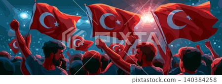 Turkey football banner. Turkey national soccer or football background, wallpaper, background, poster. Fans of the national team. 140384258