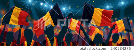 Belgium football banner. Belgium national soccer or football background, wallpaper, background, poster. Fans of the national team. 140384276