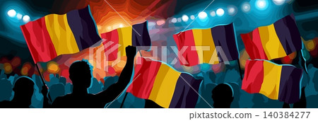 Belgium football banner. Belgium national soccer or football background, wallpaper, background, poster. Fans of the national team. 140384277