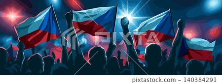 Czech Republic football banner. Czech Republic national soccer or football background, wallpaper, background, poster. Fans of the national team. 140384291