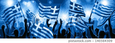 Greece football banner. Greece national soccer or football background, wallpaper, background, poster. Fans of the national team. Greece football banner. Greece national soccer or football background, wallpaper, background, poster. Fans of the national team. 140384309