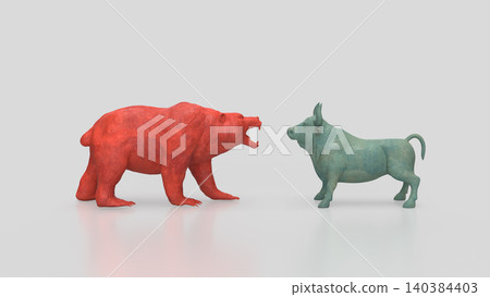 Red Bear And Blue Bull Market Conflict Concept 3d render. 140384403