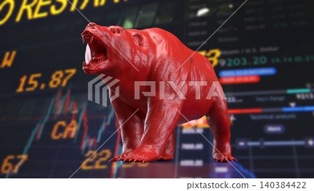 Red Bear Market Warning On Digital Trading Screen 3d render. Red Bear Market Warning On Digital Trading Screen 3d render. 140384422
