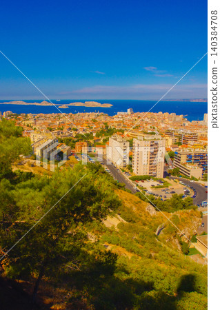 The Bay of Marseille and the silhouette of the islands The Bay of Marseille and the silhouette of the islands 140384708