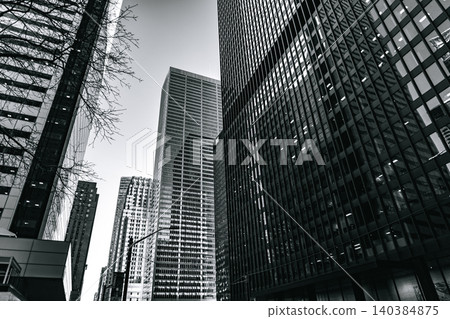 Black and white building landscape Black and white building landscape 140384875