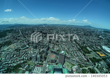 Taipei cityscape and blue sky seen from Taipei 101 Taipei cityscape and blue sky seen from Taipei 101 140385053