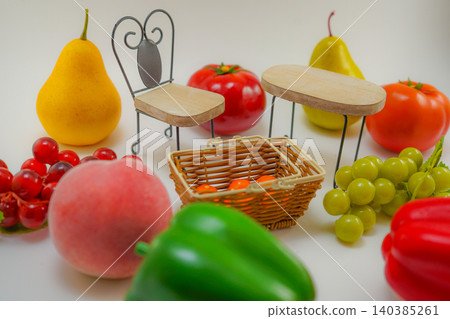 Vegetables and fruits placed on the table Vegetables and fruits placed on the table 140385261