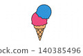 Double scoop ice cream cone vector illustration with illustration colorful refreshing strawberry vacation refreshment delicious 140385496