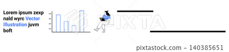 Data analysis, business growth, remote work, technology, productivity, market research. Bar graph and person with laptop. Data analysis and business growth concept Data analysis, business growth, remote work, technology, productivity, market research. Bar graph and person with laptop. Data analysis and business growth concept 140385651