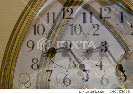 A desk clock with a multiple exposure effect created by moving the camera during long exposure. A desk clock with a multiple exposure effect created by moving the camera during long exposure. 140385656