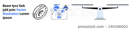 E-commerce, online shopping, financial security, digital marketing, transaction balance, web services. Coin and shopping cart visuals. E-commerce and online shopping concept E-commerce, online shopping, financial security, digital marketing, transaction balance, web services. Coin and shopping cart visuals. E-commerce and online shopping concept 140386002