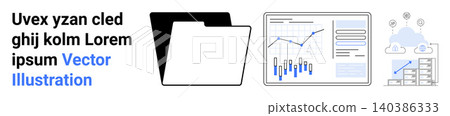 Data analysis, cloud storage, business growth, file organization, financial reporting, and digital solutions. Folder with graphs and cloud illustrations. Data analysis and cloud storage Data analysis, cloud storage, business growth, file organization, financial reporting, and digital solutions. Folder with graphs and cloud illustrations. Data analysis and cloud storage 140386333