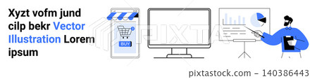 E-commerce, online shopping, data analysis, business strategy, digital marketing, consumer behavior. Shopping cart and analytics presentation. E-commerce and online shopping concept E-commerce, online shopping, data analysis, business strategy, digital marketing, consumer behavior. Shopping cart and analytics presentation. E-commerce and online shopping concept 140386443