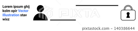 Data security, user identity, online access, privacy measures, account verification, cybersecurity. Person symbol with connecting line to a padlock. Data security and user identity concept Data security, user identity, online access, privacy measures, account verification, cybersecurity. Person symbol with connecting line to a padlock. Data security and user identity concept 140386644