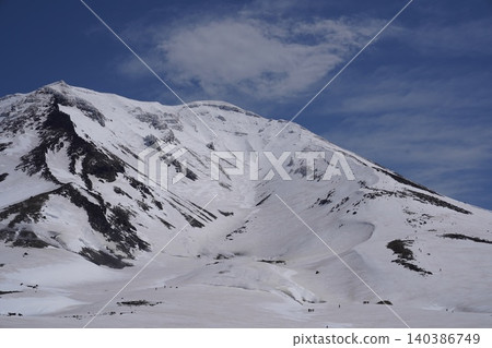 Mount Asahidake, still covered in lingering spring snow. Mount Asahidake, still covered in lingering spring snow. 140386749