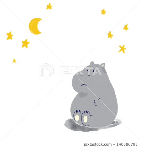 Heartwarming hand-drawn illustration: A hippo whose thoughts grow a little bigger Heartwarming hand-drawn illustration: A hippo whose thoughts grow a little bigger 140386793