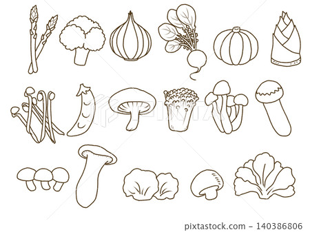 蔬菜的粗略線描圖 3 蔬菜的粗略線描圖 3 140386806