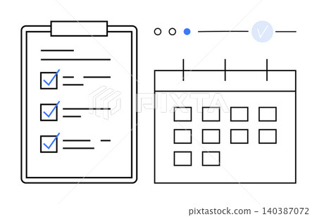 Task planning, time management, productivity, scheduling, goal tracking, organization. A checklist with marked tasks and a calendar. Task planning and time management concept Task planning, time management, productivity, scheduling, goal tracking, organization. A checklist with marked tasks and a calendar. Task planning and time management concept 140387072