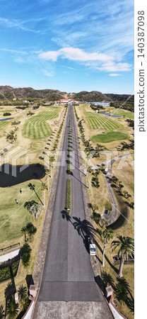 Aerial view of the road to the golf course Aerial view of the road to the golf course 140387098
