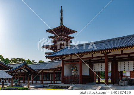 Yakushi-ji Temple: Middle Gate and West Pagoda, Nishinokyo-cho, Nara City, Nara Prefecture Yakushi-ji Temple: Middle Gate and West Pagoda, Nishinokyo-cho, Nara City, Nara Prefecture 140387439