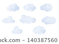 Watercolor-style pastel cloud illustration set 140387560