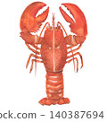 Watercolor illustration of lobster on white background. Fresh organic seafood. Hand drawn illustration. For design, postcards, posters, textiles, menus, books, packaging, printing 140387694
