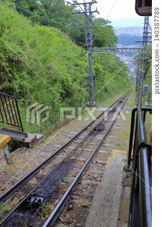 Ikoma Cable Car's mountain line and its steep tracks viewed from the city of Ikoma (Ikoma City, Nara Prefecture) Ikoma Cable Car's mountain line and its steep tracks viewed from the city of Ikoma (Ikoma City, Nara Prefecture) 140387789