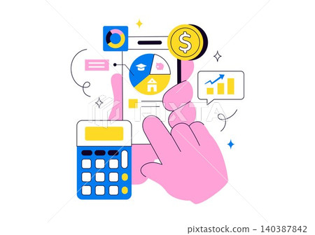 Expense Management Vector Illustration Featuring Budget Planning, Financial Tracking, Accounting Analytics, Savings Strategy, and Expense Monitoring Expense Management Vector Illustration Featuring Budget Planning, Financial Tracking, Accounting Analytics, Savings Strategy, and Expense Monitoring 140387842