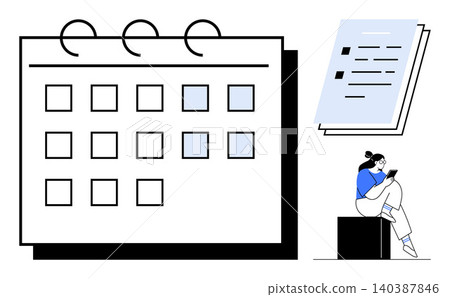 Time management, productivity, digital planning, organization, scheduling, education. Calendar and notes with a person on a tablet. Time management and productivity concept Time management, productivity, digital planning, organization, scheduling, education. Calendar and notes with a person on a tablet. Time management and productivity concept 140387846