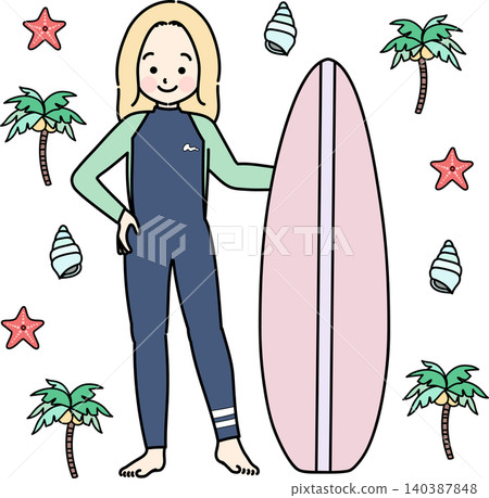Two women holding surfboards Two women holding surfboards 140387848
