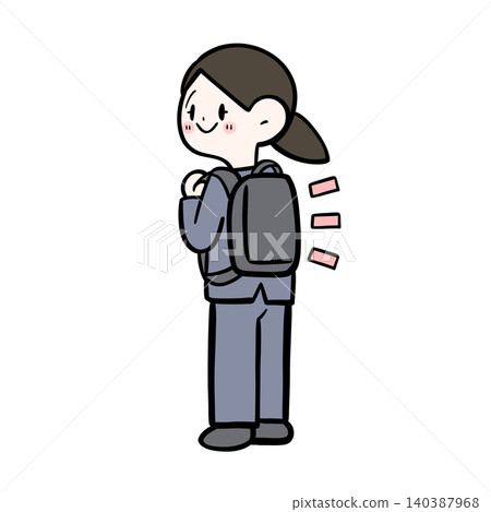 一位背著背包的女上班族行走的插圖 | 背影,通勤 一位背著背包的女上班族行走的插圖 | 背影,通勤 140387968