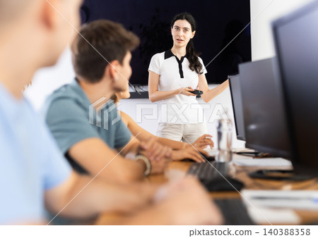 Female student confidently took stage Female student confidently took stage 140388358