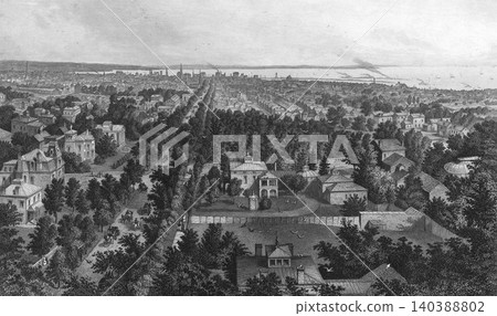 19th-century American scenery: Buffalo streetscape 19th-century American scenery: Buffalo streetscape 140388802