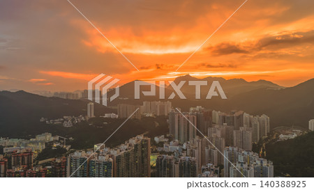 July 8 2022 HK. TKO skyline sunset urban panorama 140388925