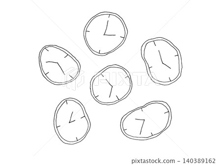 A set of hand-drawn illustrations of distorted clocks (with transparent backgrounds) A set of hand-drawn illustrations of distorted clocks (with transparent backgrounds) 140389162
