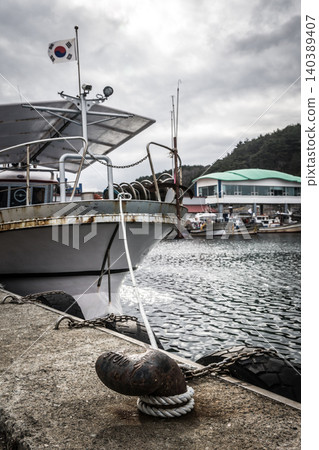 Resting and fishing boats at Naksan Port Resting and fishing boats at Naksan Port 140389407