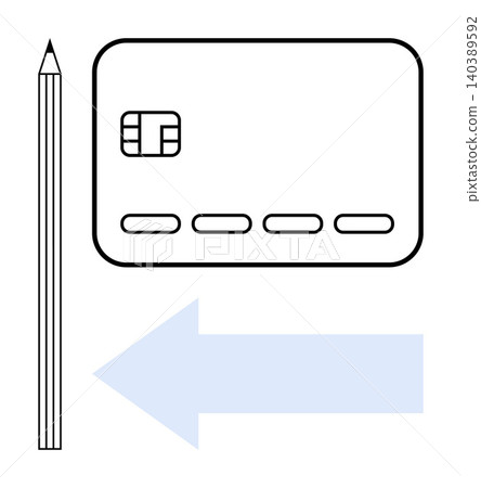 Financial transactions, banking concepts, digital security, online payment, account management, fund transfer. Abstract credit card sketch alongside a pencil and arrow. Financial transactions Financial transactions, banking concepts, digital security, online payment, account management, fund transfer. Abstract credit card sketch alongside a pencil and arrow. Financial transactions 140389592
