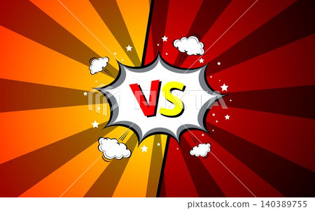 Cartoon comic background fight versus comic book colorful competition poster with halftone elements. vector illustration eps 10. Cartoon comic background fight versus comic book colorful competition poster with halftone elements. vector illustration eps 10. 140389755