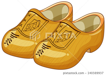 Traditional Dutch Wooden Clogs Vector Illustration Traditional Dutch Wooden Clogs Vector Illustration 140389937