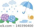 Cute Rainy Season Vector Illustration Set 140390400