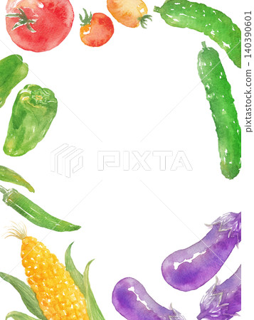 Watercolor Summer Vegetable Frame Watercolor Summer Vegetable Frame 140390601