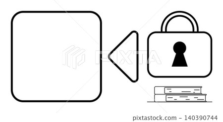 Cybersecurity, data protection, digital security, information privacy, communication, connection. Padlock keyhole symbol next to communication icon. Cybersecurity and data protection concept Cybersecurity, data protection, digital security, information privacy, communication, connection. Padlock keyhole symbol next to communication icon. Cybersecurity and data protection concept 140390744