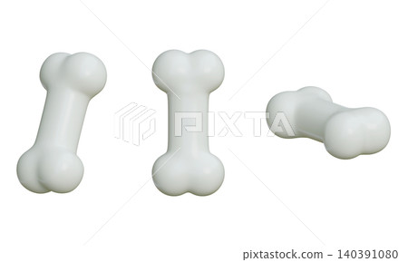 3D Rendered Dog Bone and Skeleton Elements Set for Pet Graphic Design 140391080