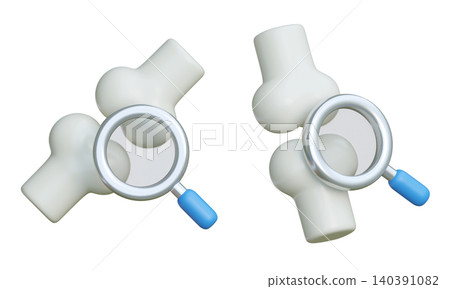 3D Rendered Bone Joint with Magnifying Glass for Medical Checkup and Diagnosis Design 140391082