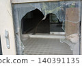 Broken windowpanes in a ruin 140391135
