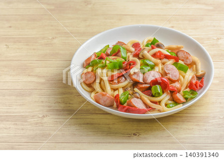 Lunch: Yakisoba (fried udon noodles) Lunch: Yakisoba (fried udon noodles) 140391340
