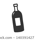 一幅單色的葡萄酒瓶插圖。 140391427