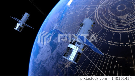 Satellite and Earth Satellite and Earth 140391434