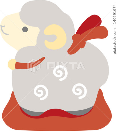 New Year 2027, New Year's card 2027, Year of the Sheep, Sheep, Clay bell, Cute, Icon, Decoration, Japanese modern, Design material New Year 2027, New Year's card 2027, Year of the Sheep, Sheep, Clay bell, Cute, Icon, Decoration, Japanese modern, Design material 140391674